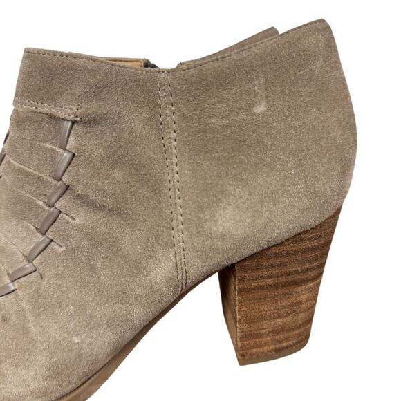 Franco Sarto Destiny Leather Suede Woven Chunky High Heels Shoes Booties sz 9.5 - Picture 9 of 16